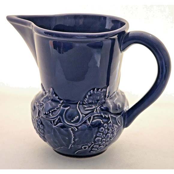 PITCHER/VASE-BORDALLO PINNEIRO-Made In Portugal-Deep Blue/Purple-Shelf Decor - Picture 3 of 13
